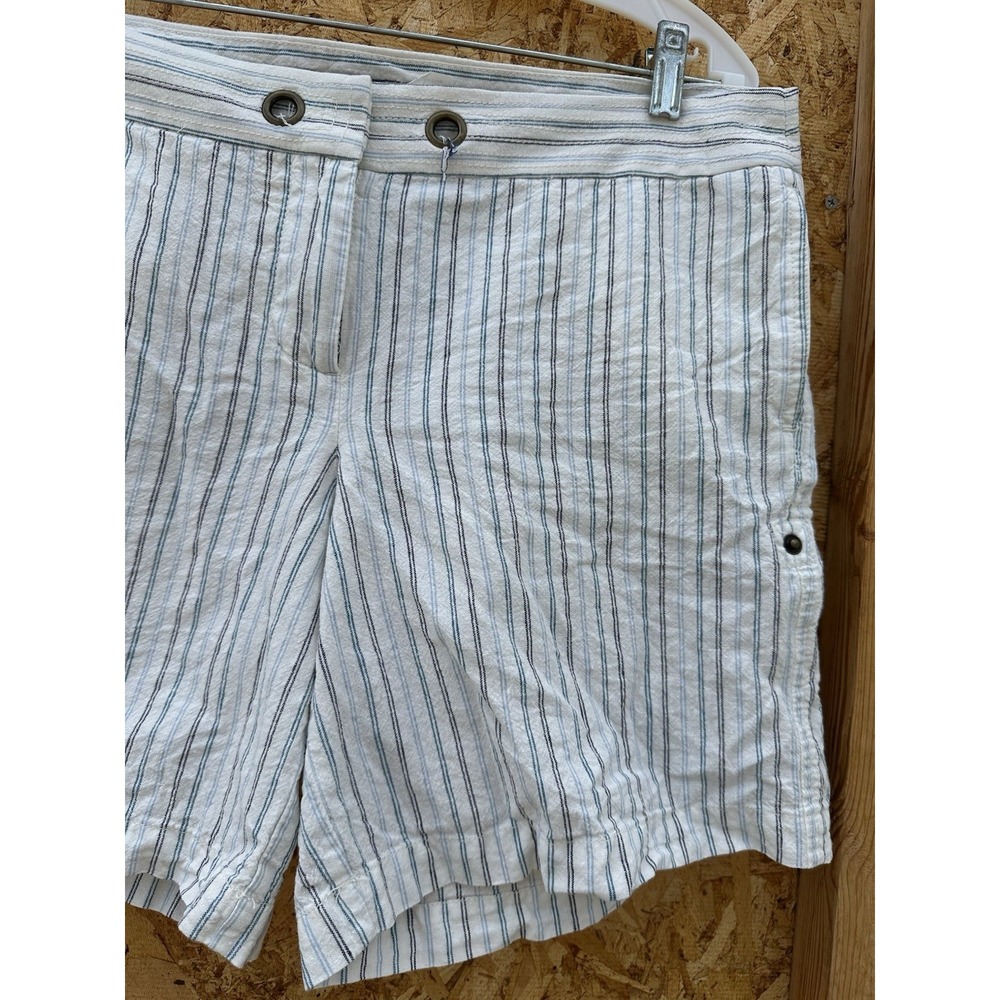 VTG J. Crew Women's Size 10 White‎ Striped City Fit Shorts Casual Pockets - Picture 3 of 16